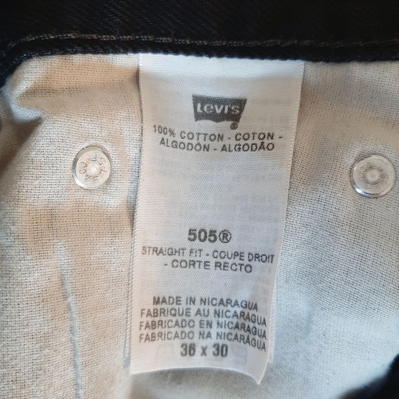 Levi's 505 Black Straight Fit Jeans Size 36 X 30 - Picture 11 of 14